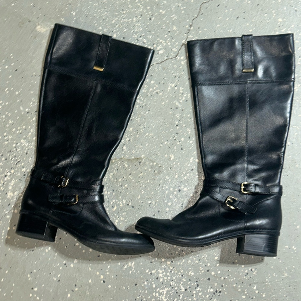 Black Leather Knee-High Boots